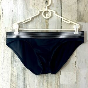 AVIA Swim Bottoms Size XL Black with Blk/White Striped Waistband